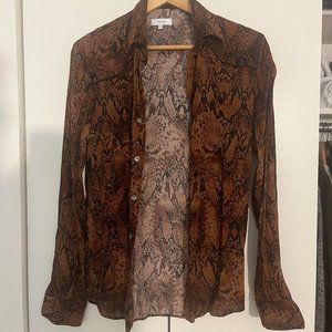 REISS,Adder Tan Snake Printed Shirt – REISS